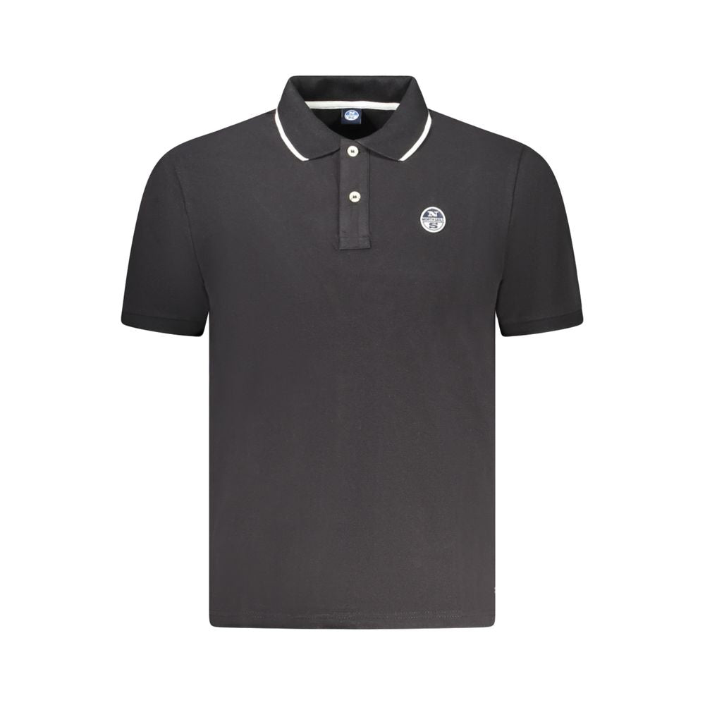 Gray polo shirt with white trim from North Sails Black Cotton collection for men