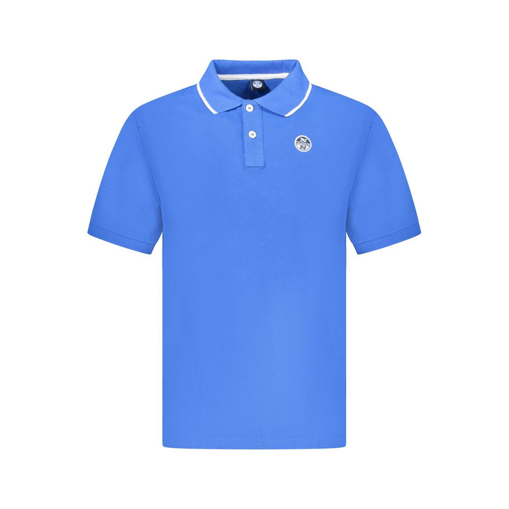 North Sails Blue Cotton Men Polo Shirt featuring a stylish blue polo with white trim