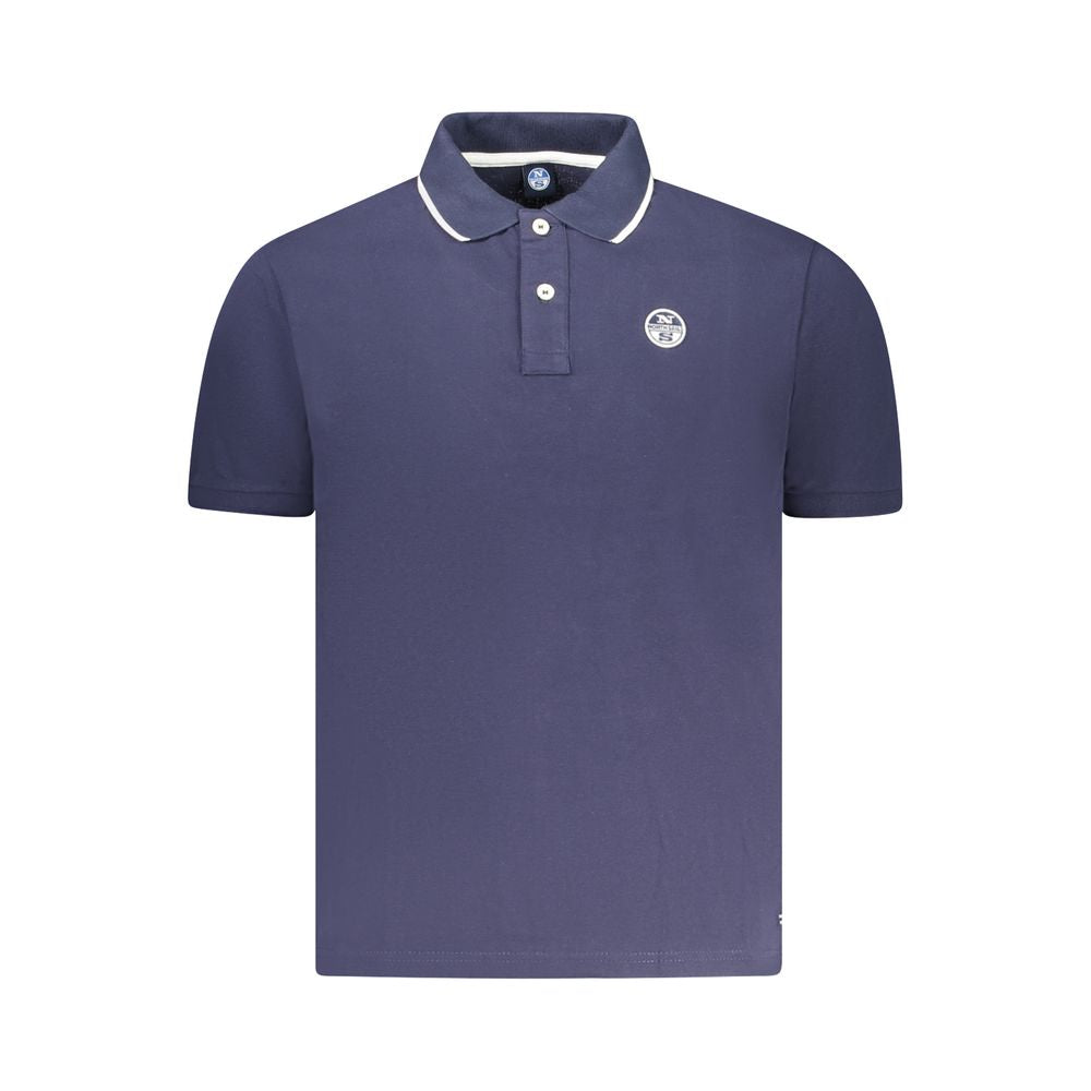 North Sails Blue Cotton Men Polo Shirt featuring a blue design with white trim