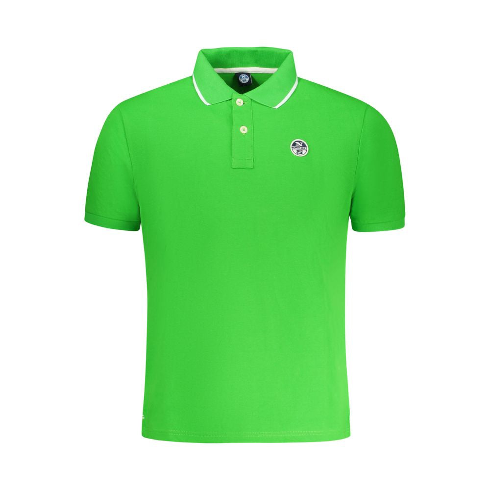 North Sails Green Cotton Men Polo Shirt featuring a stylish green design with white trim