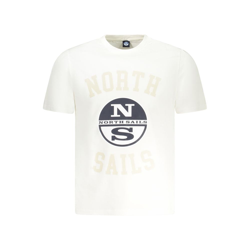 North Sails White Cotton Men TShirt featuring stylish logo design on fabric