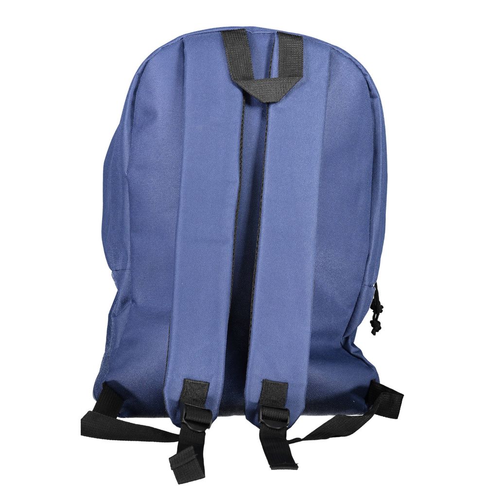 Blue polyester backpack with black straps from Norway 1963 for stylish durability