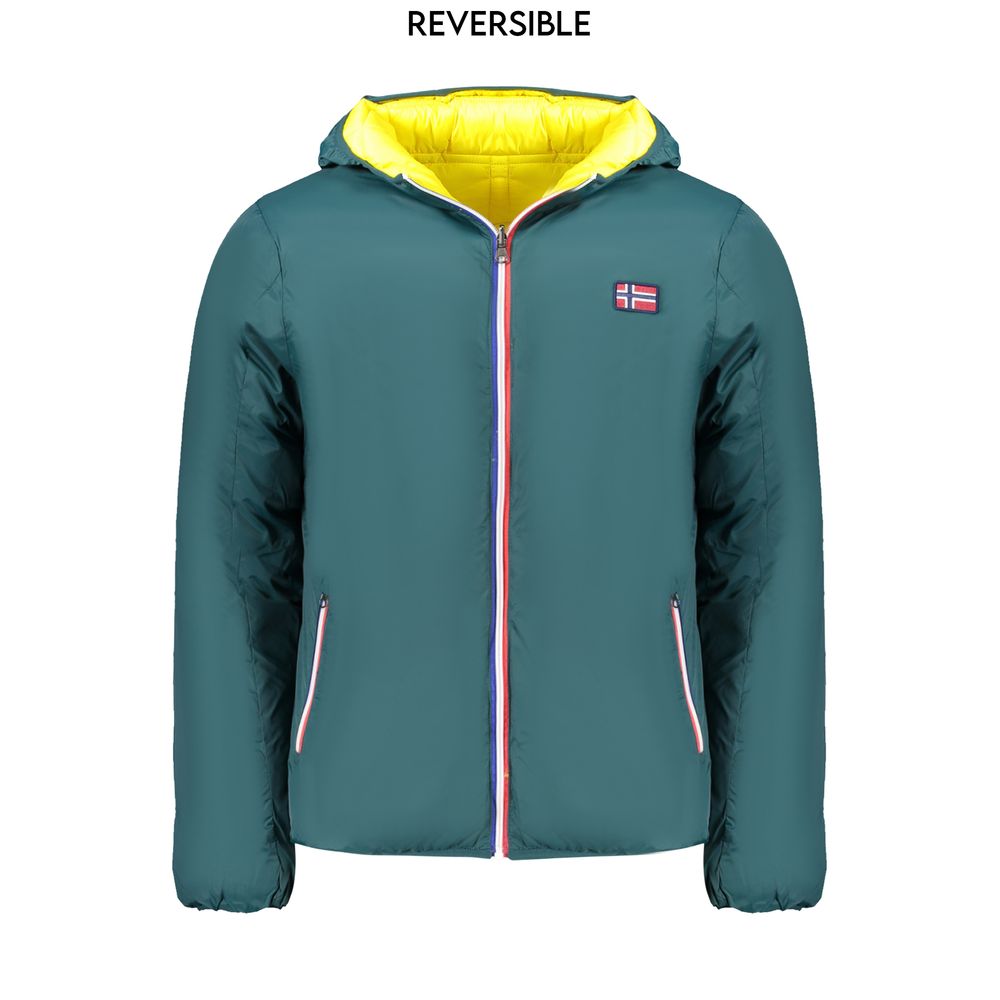 Reversible hooded Norway 1963 Green Polyamide Men Jacket for versatile style and comfort