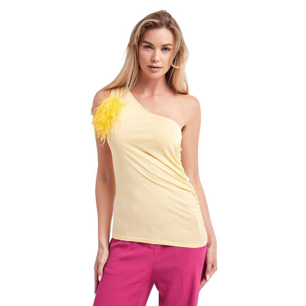 Patrizia Pepe Sunny Feather-Adorned Cotton Top - ACCEXO