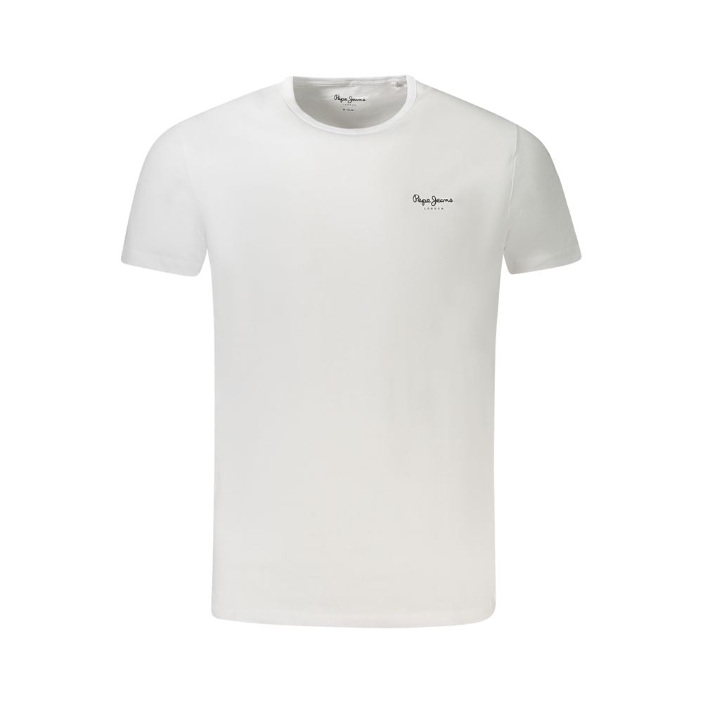 Pepe Jeans White Cotton Men T-Shirt featuring a classic crew-neck design