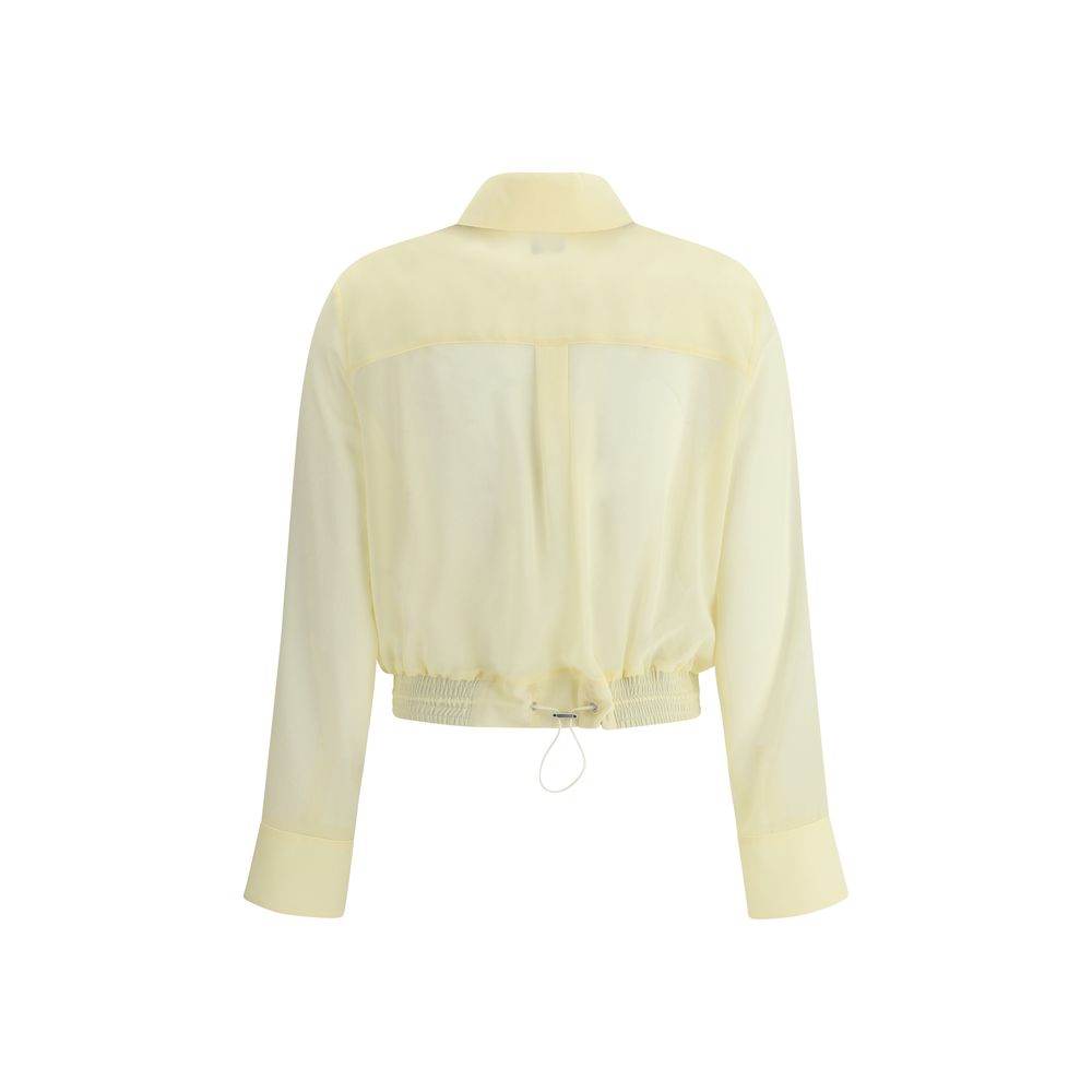 Pale yellow long-sleeved cropped shirt from PINKO Cropped Shirt collection