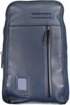 Sleek Blue Leather Shoulder Laptop Bag