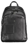 Elegant Black Leather Backpack with Laptop Compartment