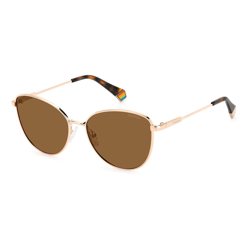 Brown-lensed Polaroid Gold Metal Sunglasses with stylish gold frames and modern design