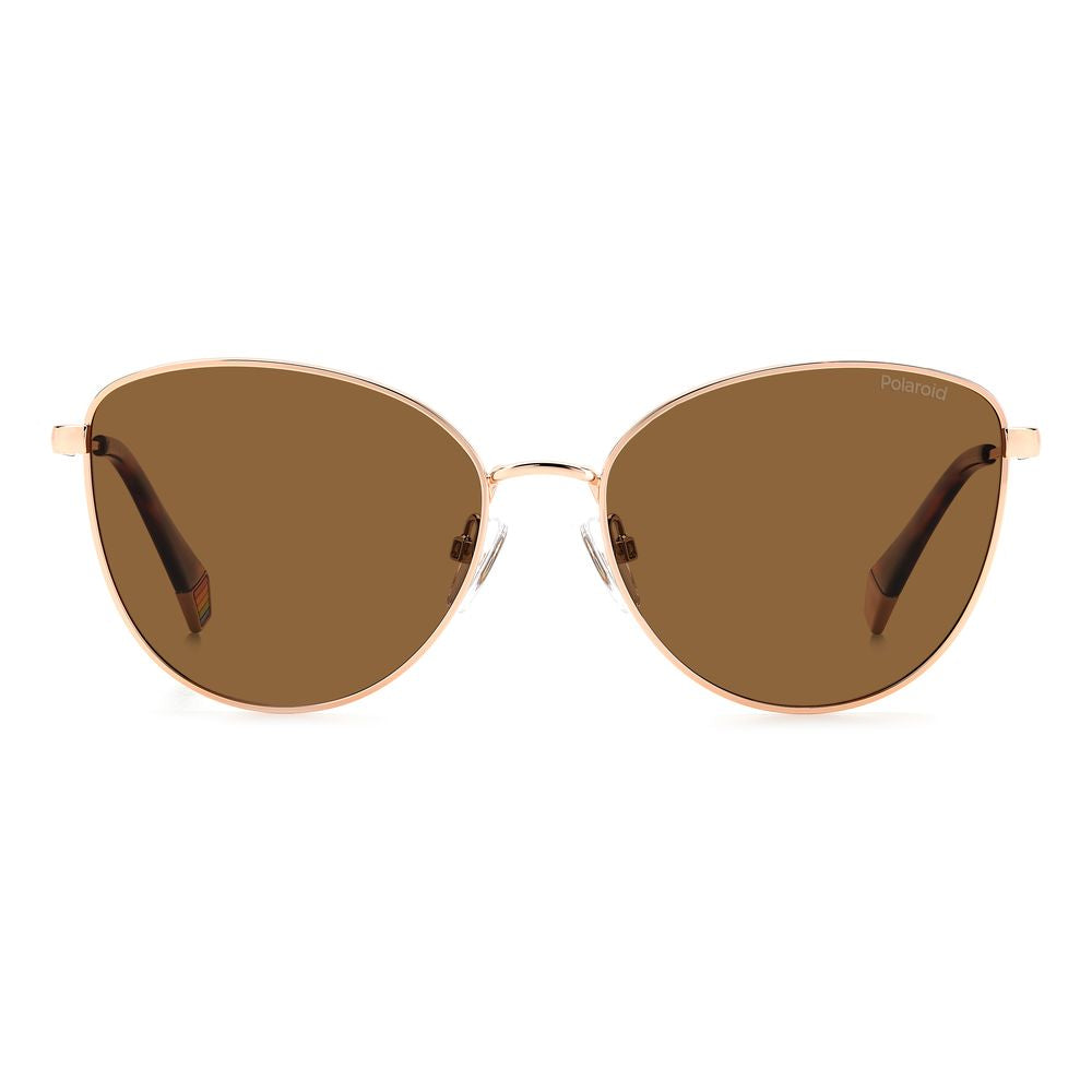 Polaroid Gold Metal Sunglasses with gold rims and brown lenses for stylish protection