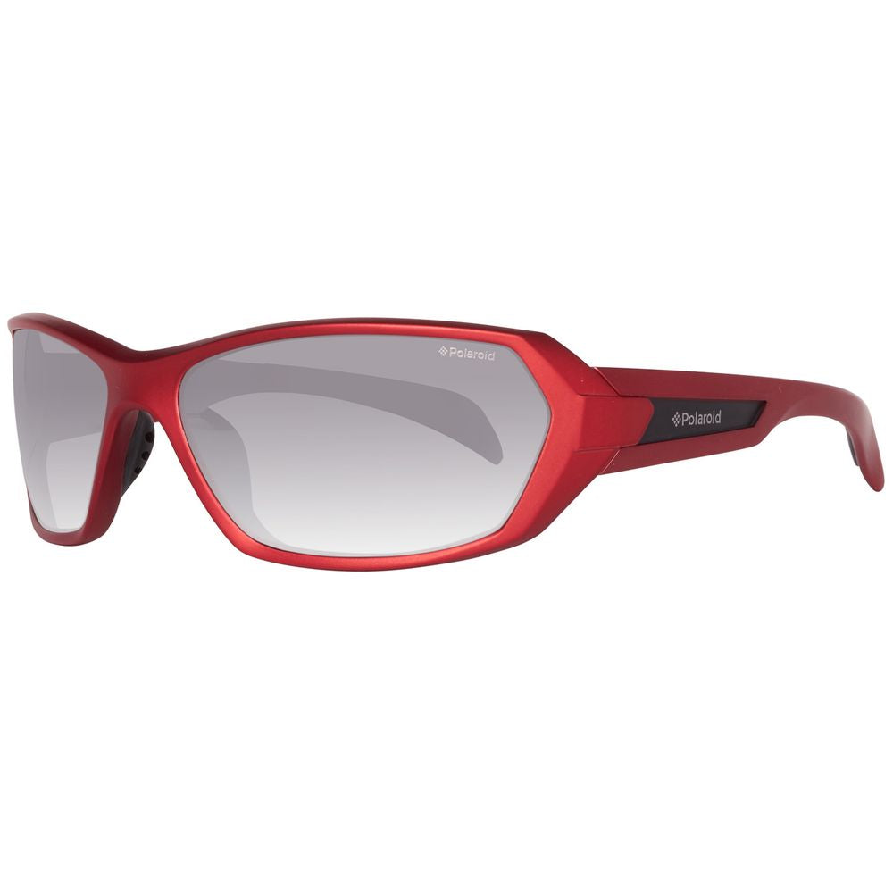 Polaroid Red Acetate Sunglasses showcasing stylish red acetate frame and sleek lens bridge temple