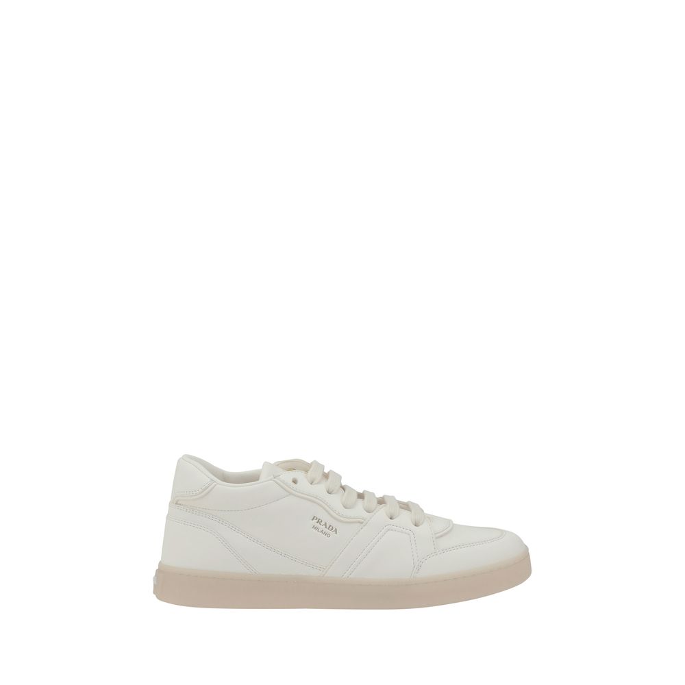 White Prada Leather Sneakers showcasing luxury and style in premium leather