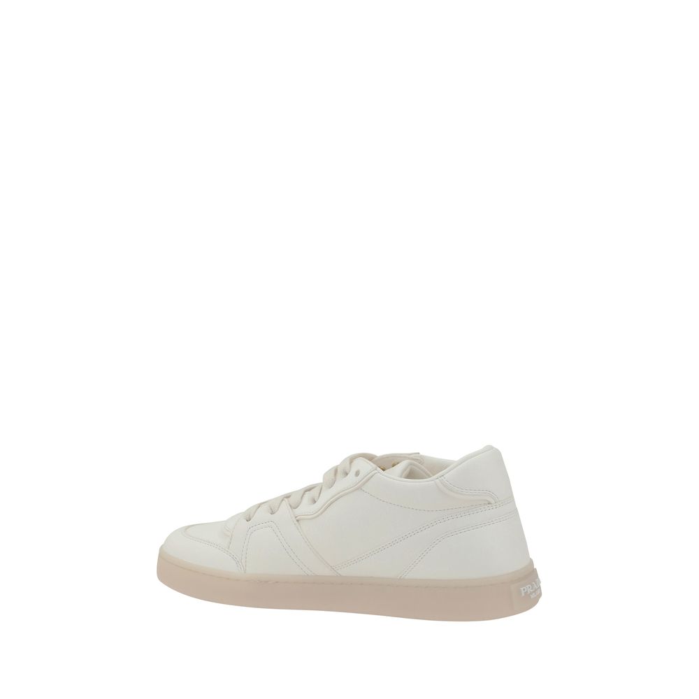 Off-white casual Prada leather sneakers for stylish everyday wear