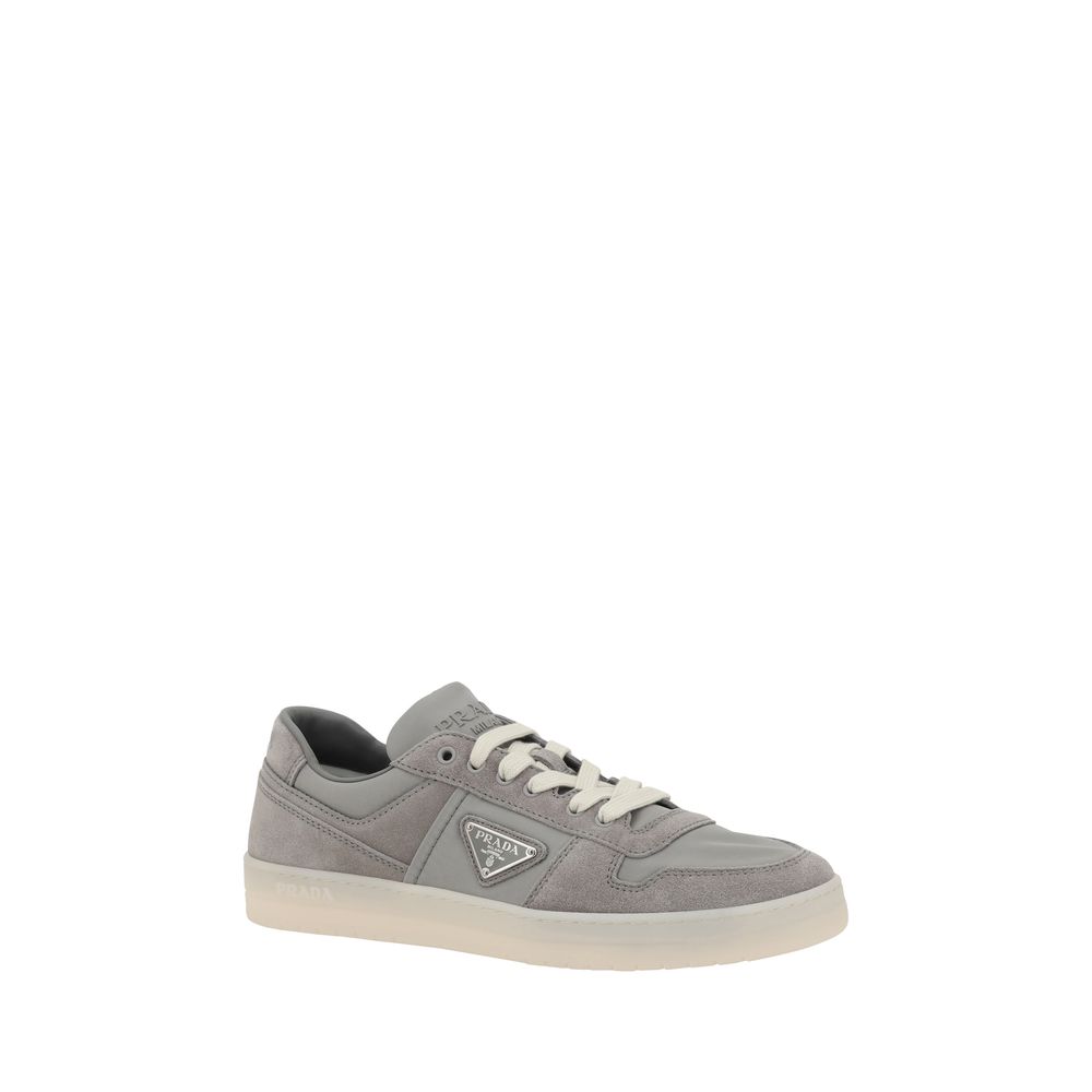 Gray Prada suede leather sneakers showcasing luxury and style for casual wear