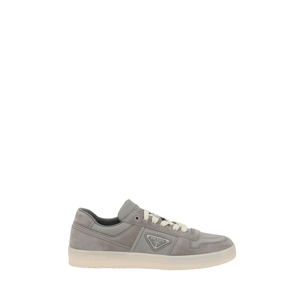 Gray Prada Suede Leather Sneakers showcasing modern style and luxury footwear design