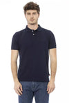 Elegant Blue Cotton Polo with Chic Embroidery