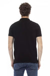 Classic Black Cotton Polo with Chic Embroidery