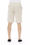 Beige Cotton Bermuda Shorts with Drawstring Closure