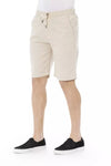 Beige Cotton Bermuda Shorts with Drawstring Closure