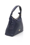 Elegant Blue Shoulder Bag with Golden Detailing