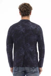 Sleek Blue Cotton Blend Fabric Jacket