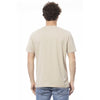 Beige Cotton Crew Neck Logo Tee