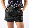 Chic Lambskin Leather Shorts in Black