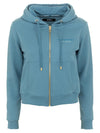 Chic Light Blue Hooded Zip Sweatshirt
