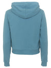 Chic Light Blue Hooded Zip Sweatshirt