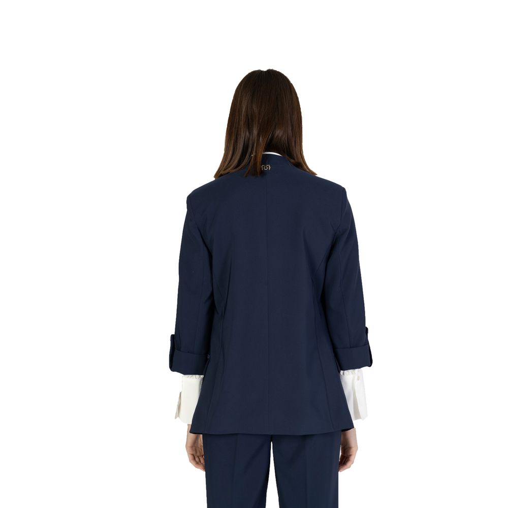 Rinascimento Blue Polyester Suit featuring a stylish navy blue blazer design