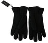 Elegant Black Leather Biker Gloves