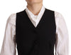 Elegant Black Wool Blend Waistcoat