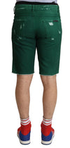Chic Green Denim Bermuda Shorts