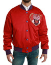 Red YEAR OF THE PIG Bomber Jacket