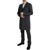 Gray Wool Long 3 Piece Two Button Suit