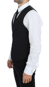 Black Striped Stretch Dress Vest Gilet