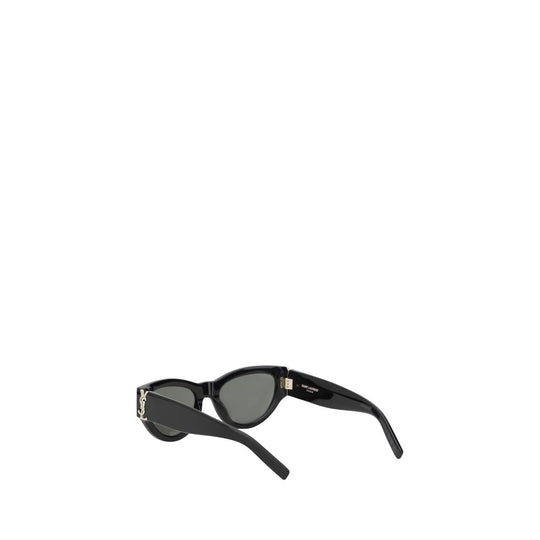 Black Saint Laurent Cat-eye sunglasses featuring a stylish silver logo