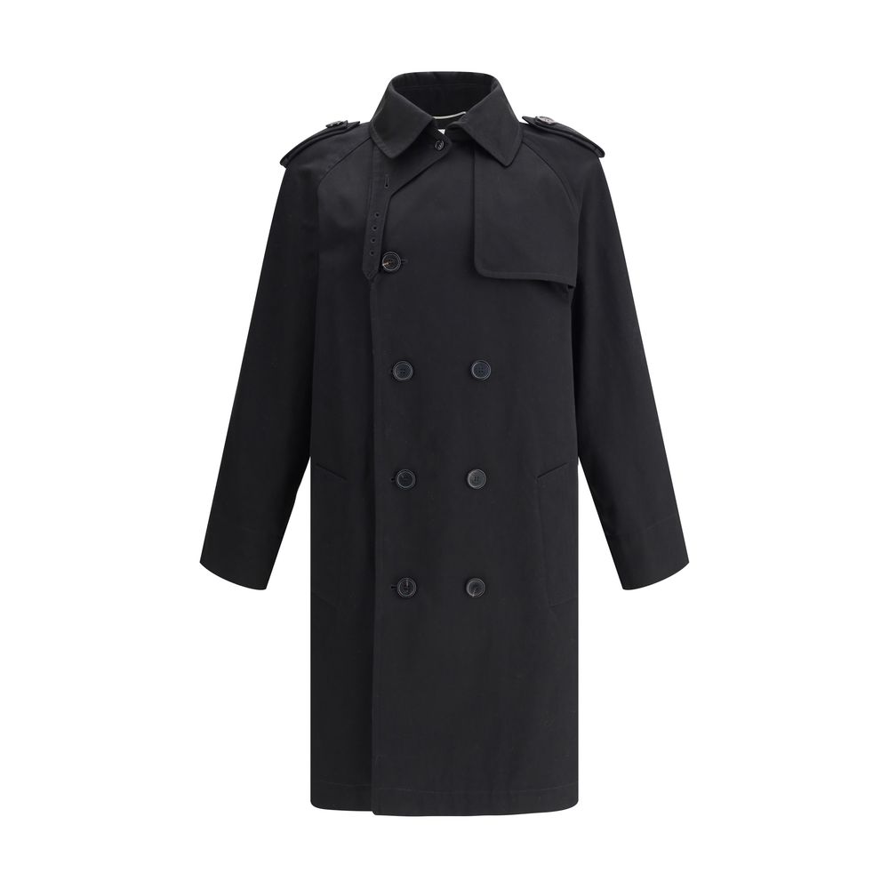 Black double-breasted trench coat from Saint Laurent Heritage Parka Jacket collection