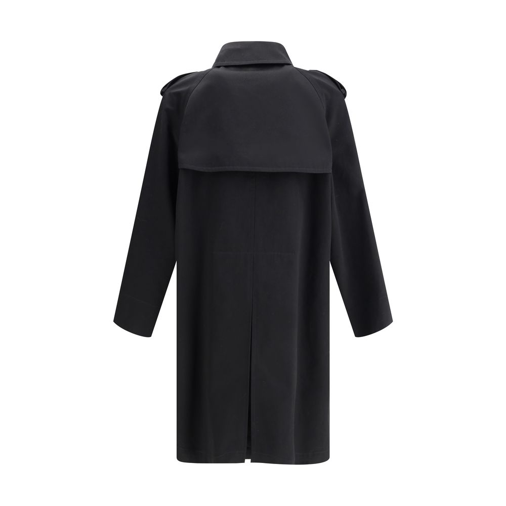 Black trench coat featured in Saint Laurent Heritage Parka Jacket collection