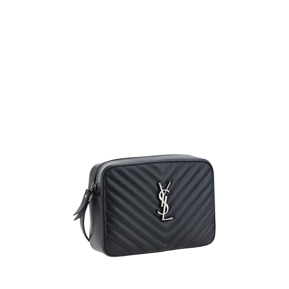 Black leather Saint Laurent LouLou Shoulder Bag featuring silver logo detail