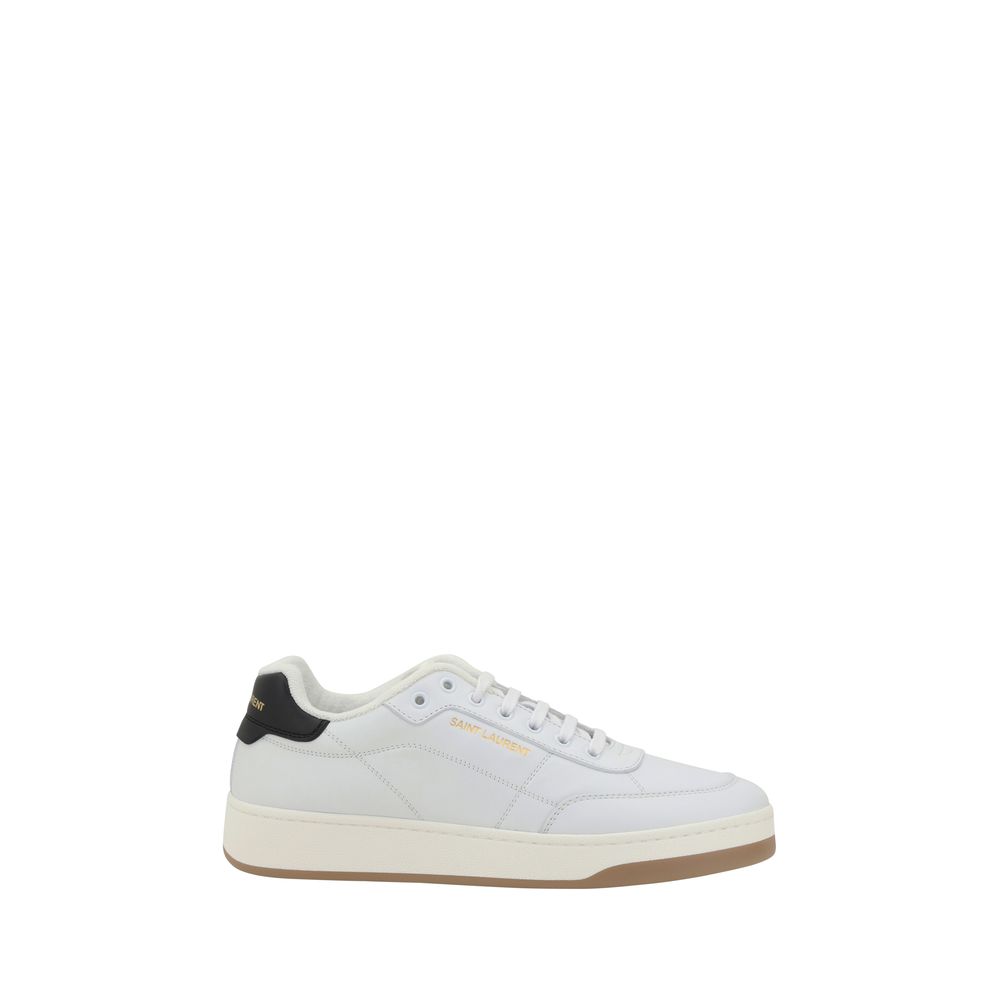 White leather Saint Laurent SL61 sneakers with stylish black heel detail