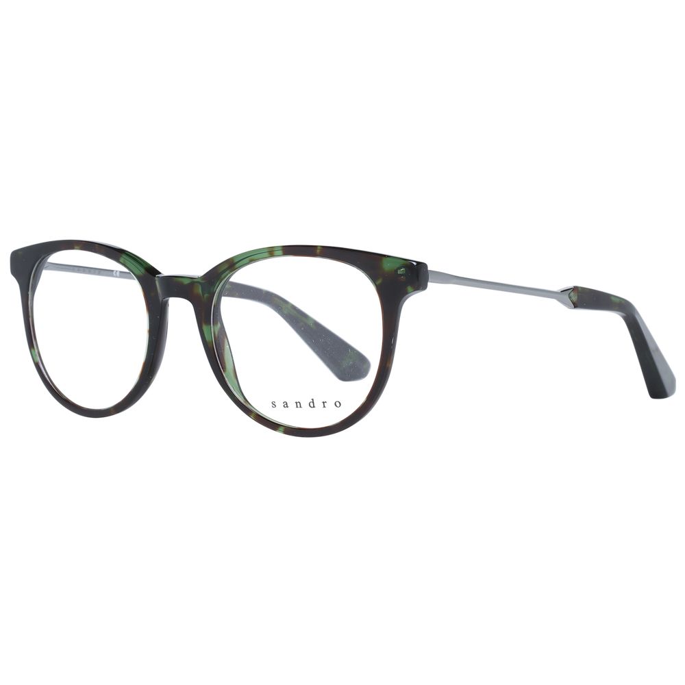 Round eyeglasses with patterned frames in Sandro Green Women Optical Frames design