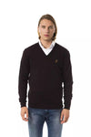 Embroidered V-Neck Merino Wool Sweater