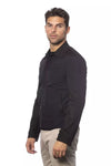 Sleek Black Cotton Blend Bomber Jacket