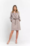 Chic Beige Cotton Kimono Coat with Contrasting Accents