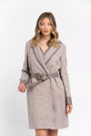 Chic Beige Cotton Kimono Coat with Contrasting Accents