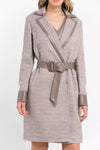 Chic Beige Cotton Kimono Coat with Contrasting Accents