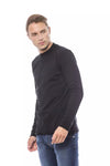 Elegant Black Crew Neck Cotton Sweater