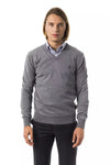 Embroidered V-Neck Extrafine Merino Wool Sweater