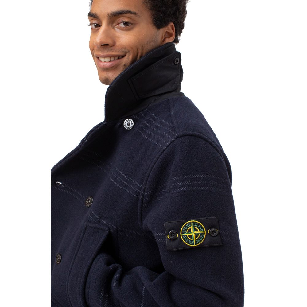 Stone Island Blue Wool Vergine Jacket - L